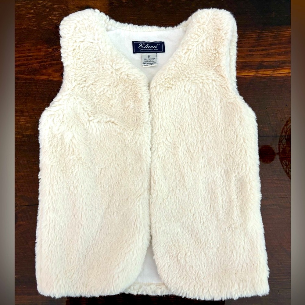 E.land faux fur vest girls size 6X